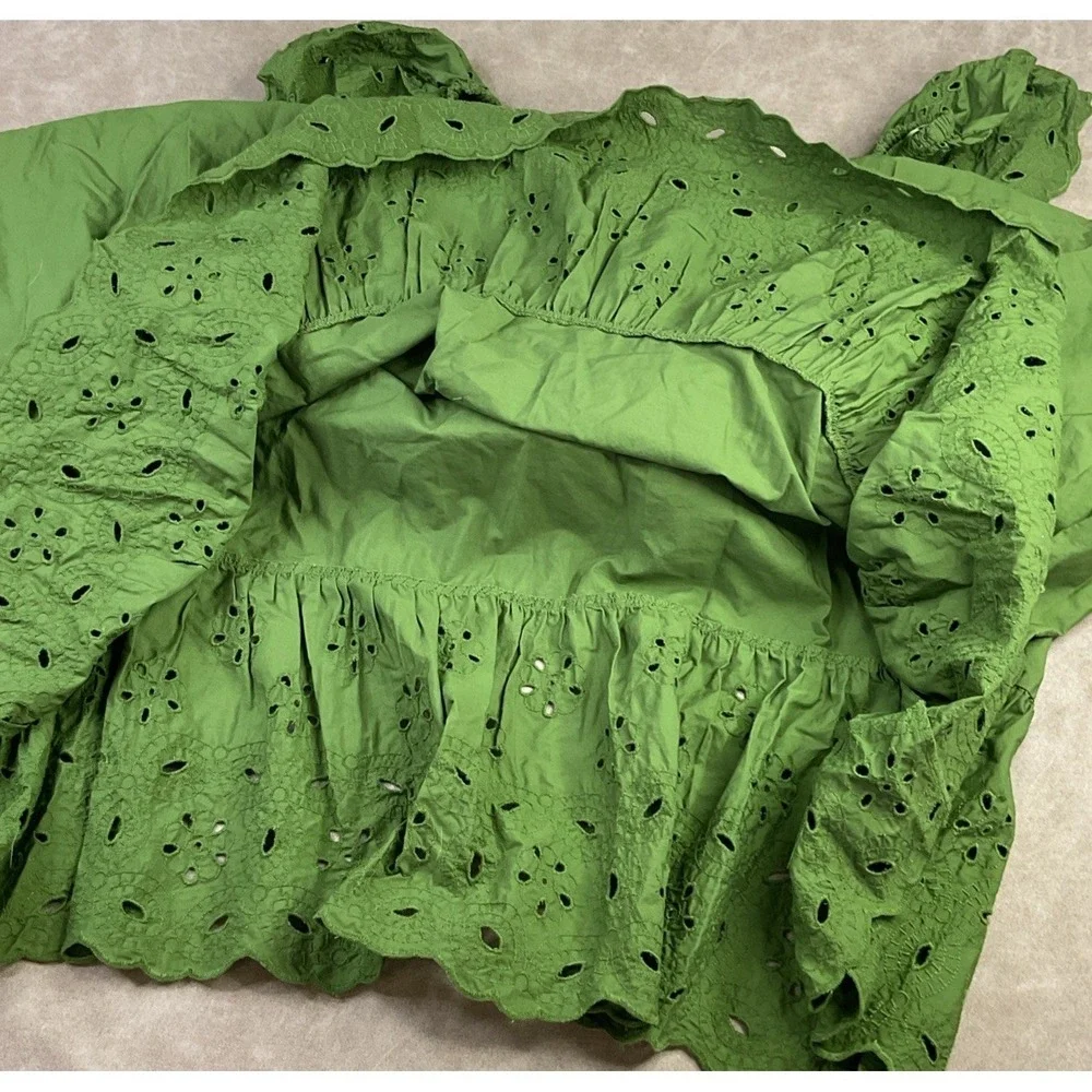 Crown And Ivy Dress Women Sz S Maxi Green Eyelet Details Smoked Cocktail Casual - Picture 7 of 8